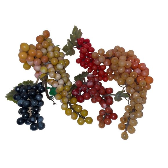 Vintage Faux Rubber Plastic MCM Grape Clusters For Home Table Decor - Picture 5 of 6